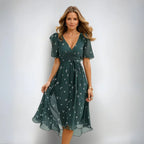 Women's Summer Midi Dress – V-Neck Casual Dress – Annegret