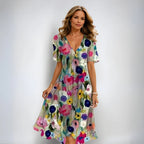 Women's Summer Midi Dress – V-Neck Casual Dress – Annegret