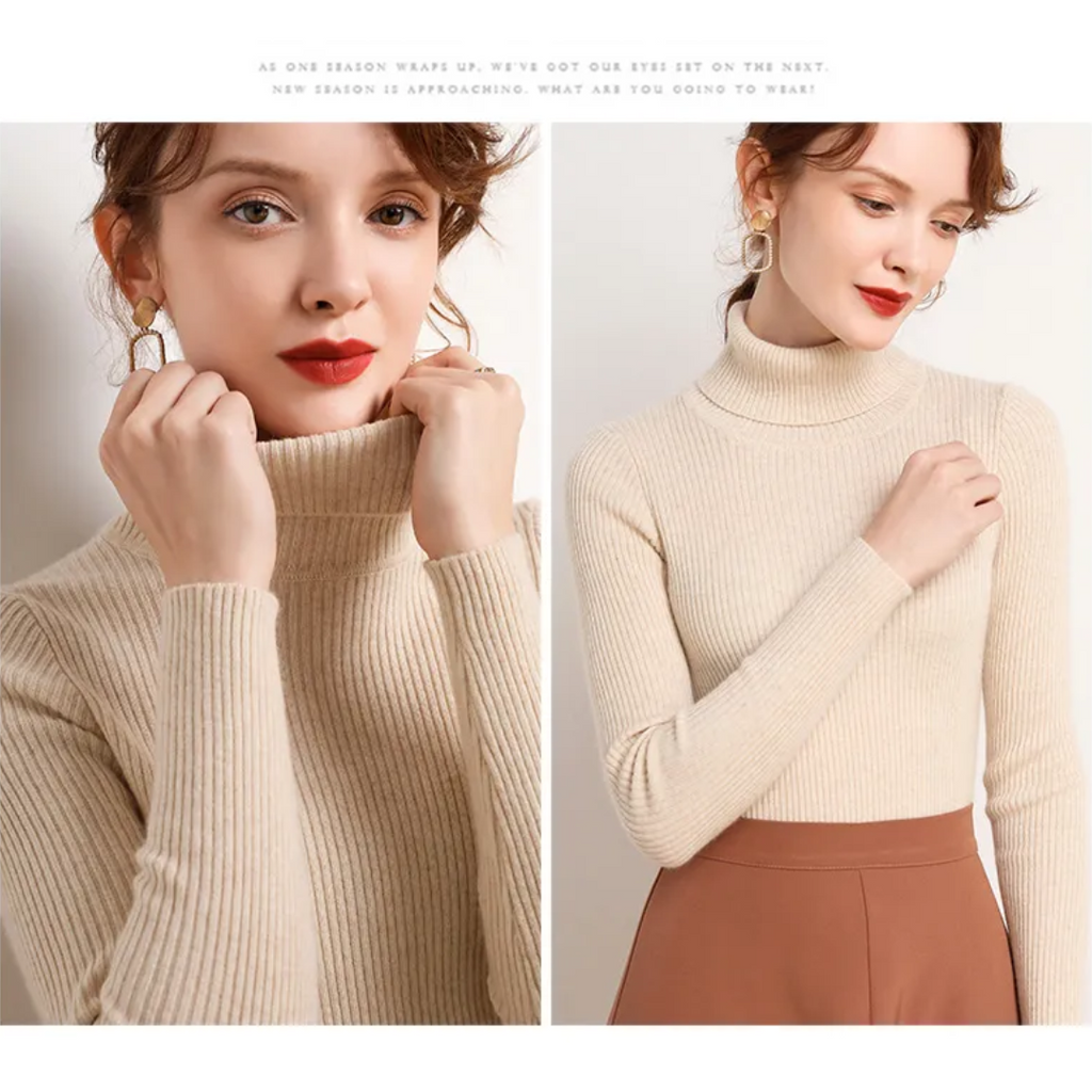 Women's Turtleneck Sweater – Classic Roll Neck Winter Sweater