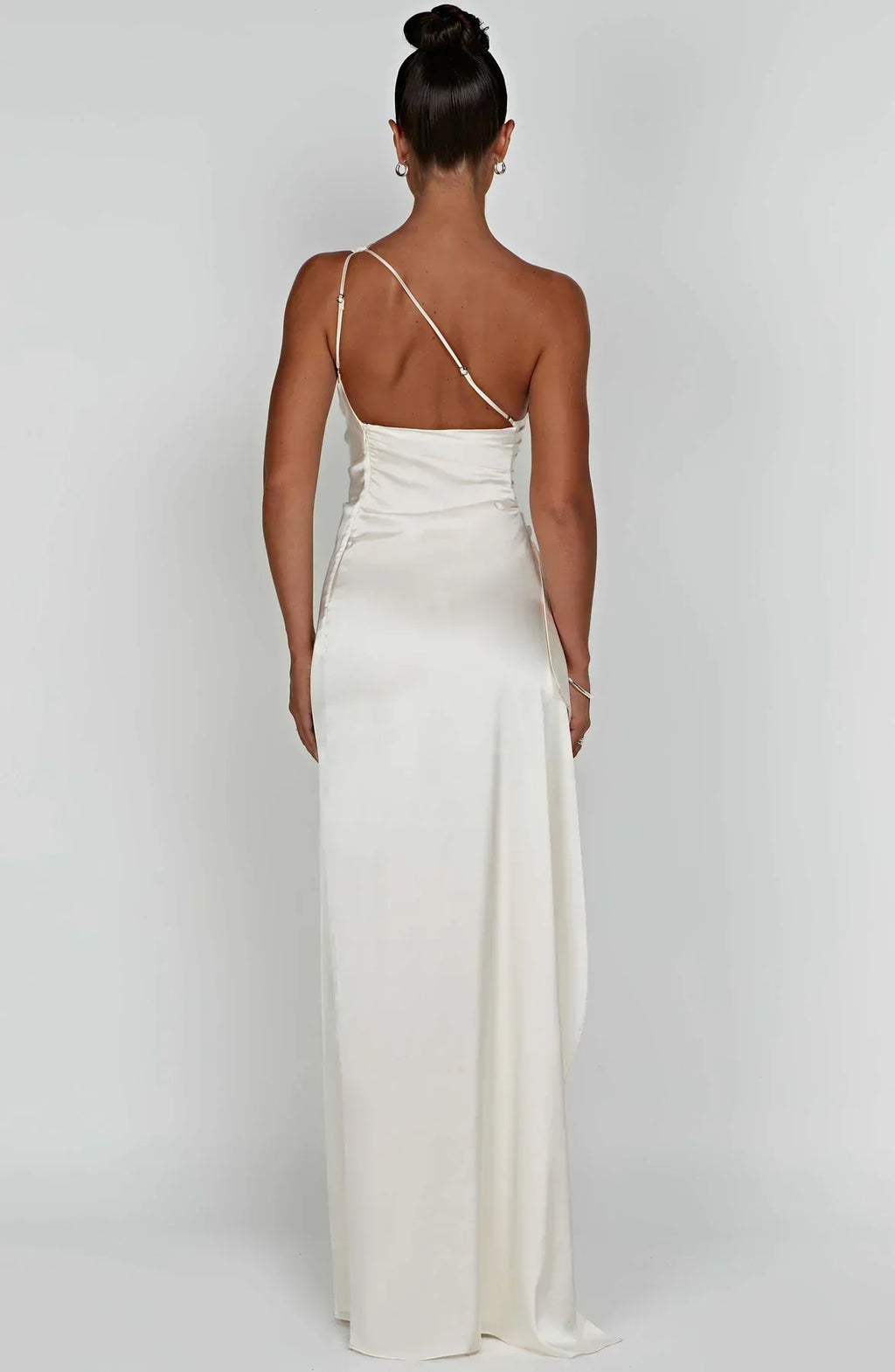 Women's Satin One Shoulder Maxi Dress – High Slit Formal Evening Gown