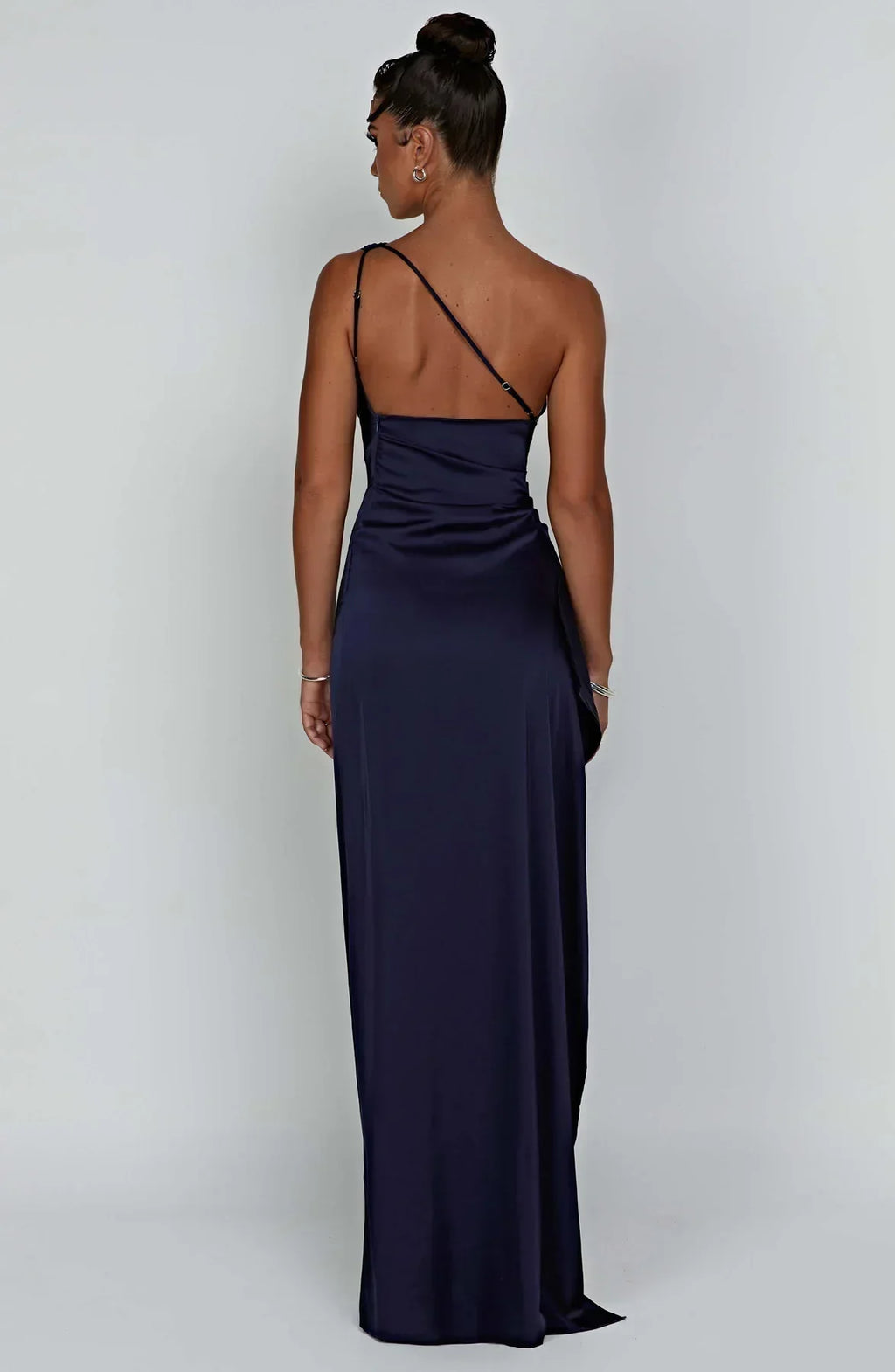 Women's Satin One Shoulder Maxi Dress – High Slit Formal Evening Gown