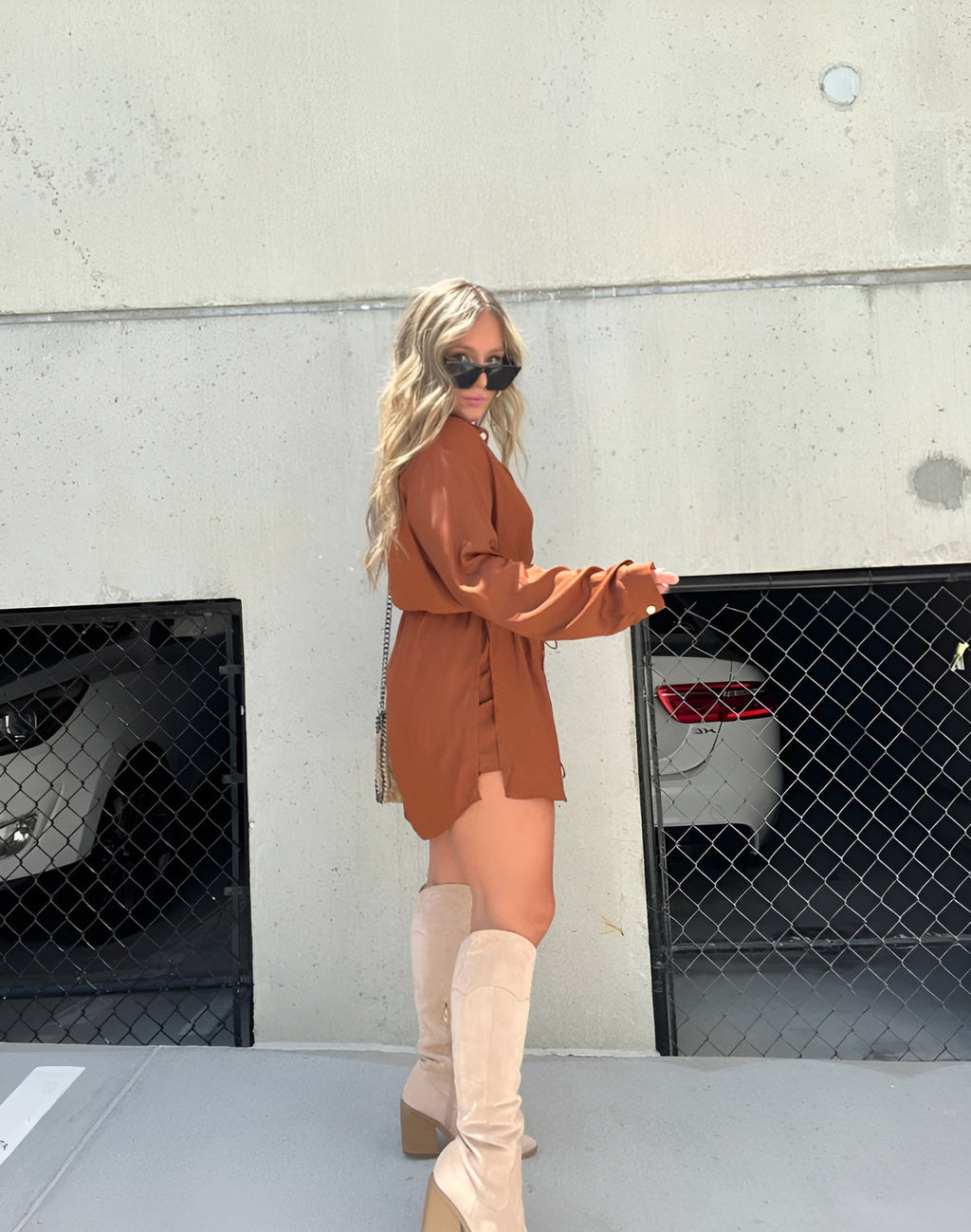 Women's Romper Dress – Belted Mini Dress with Built-In Shorts