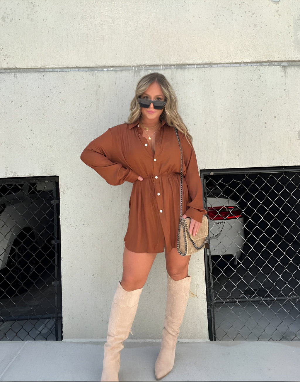 Women's Romper Dress – Belted Mini Dress with Built-In Shorts
