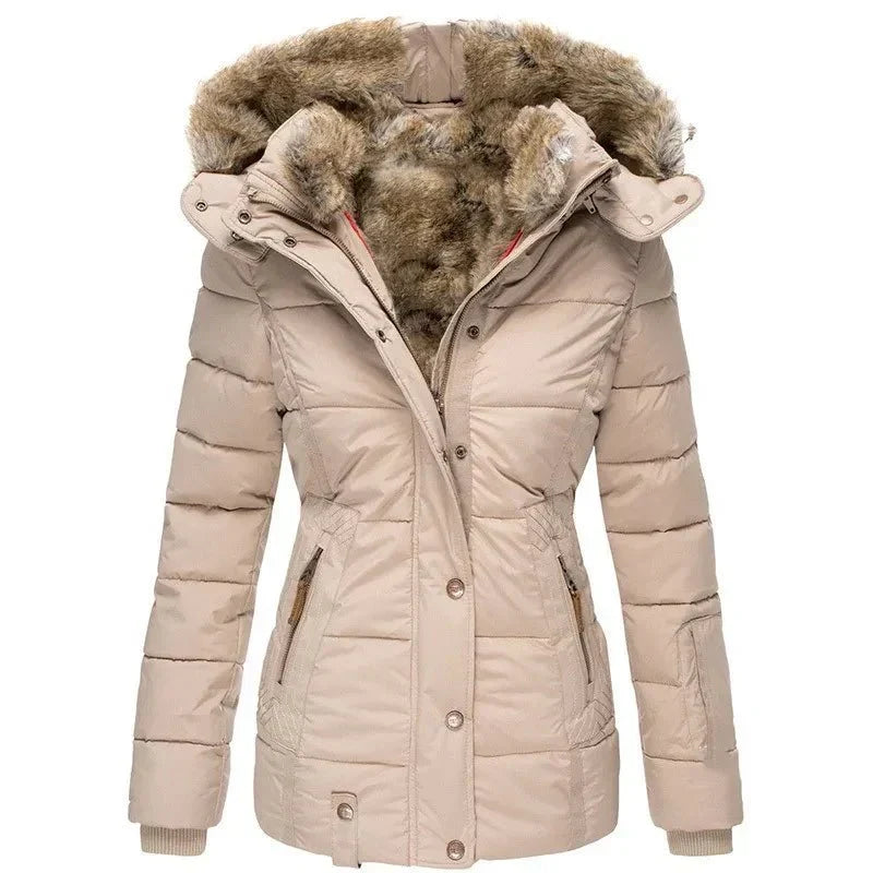 Women's Hooded Parka Coat – Fur Trim Longline Winter Parka