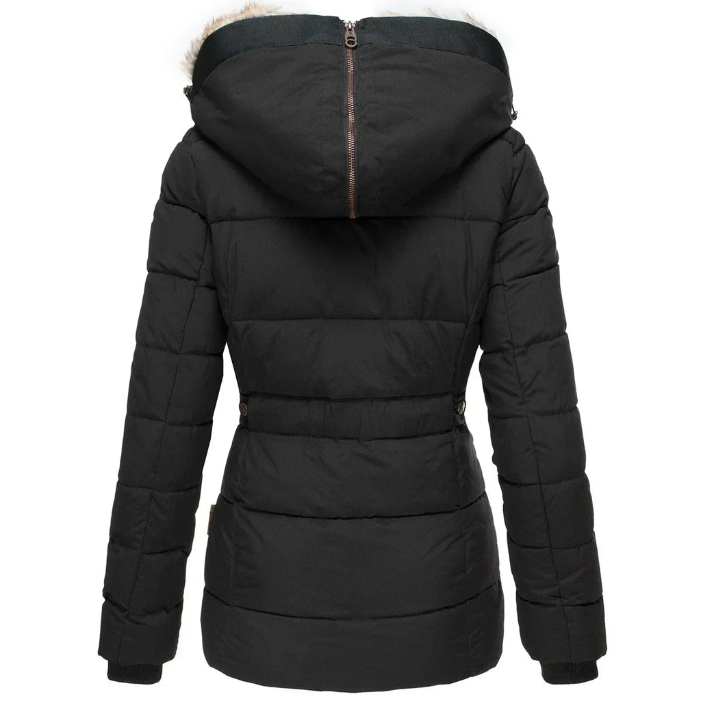 Women's Hooded Parka Coat – Fur Trim Longline Winter Parka