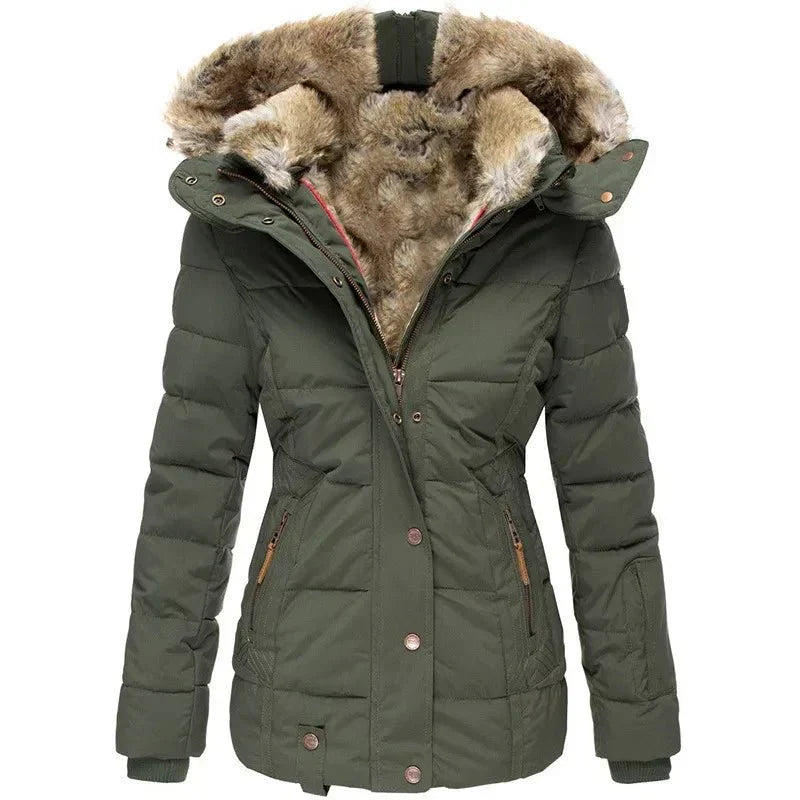 Women's Hooded Parka Coat – Fur Trim Longline Winter Parka