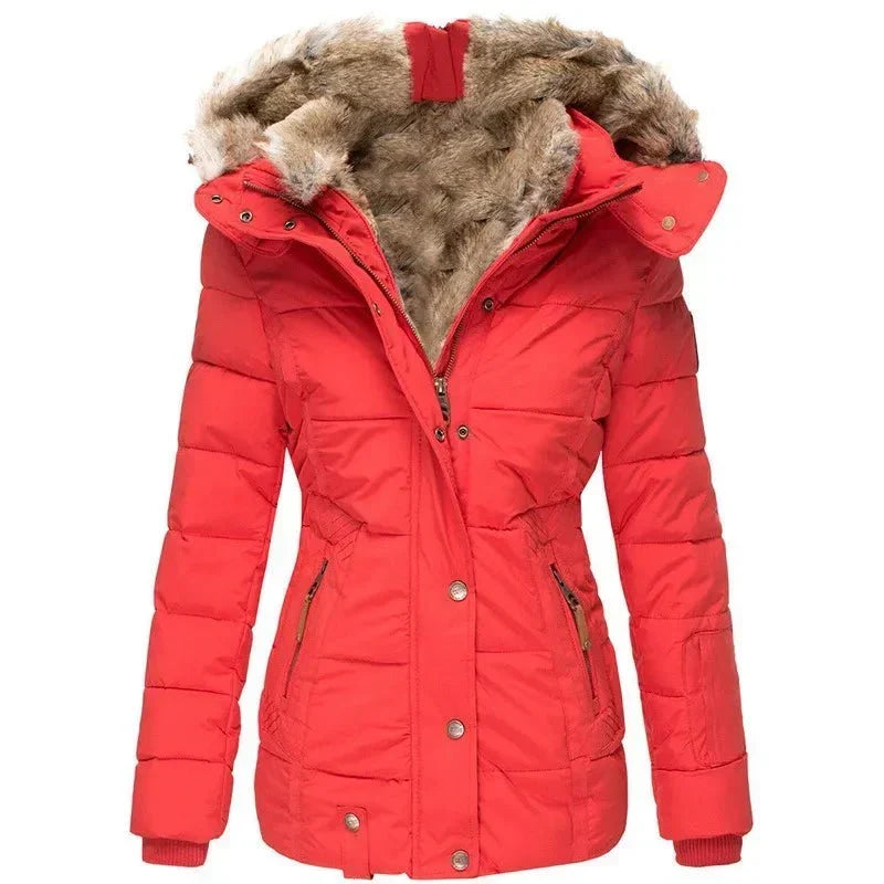 Women's Hooded Parka Coat – Fur Trim Longline Winter Parka