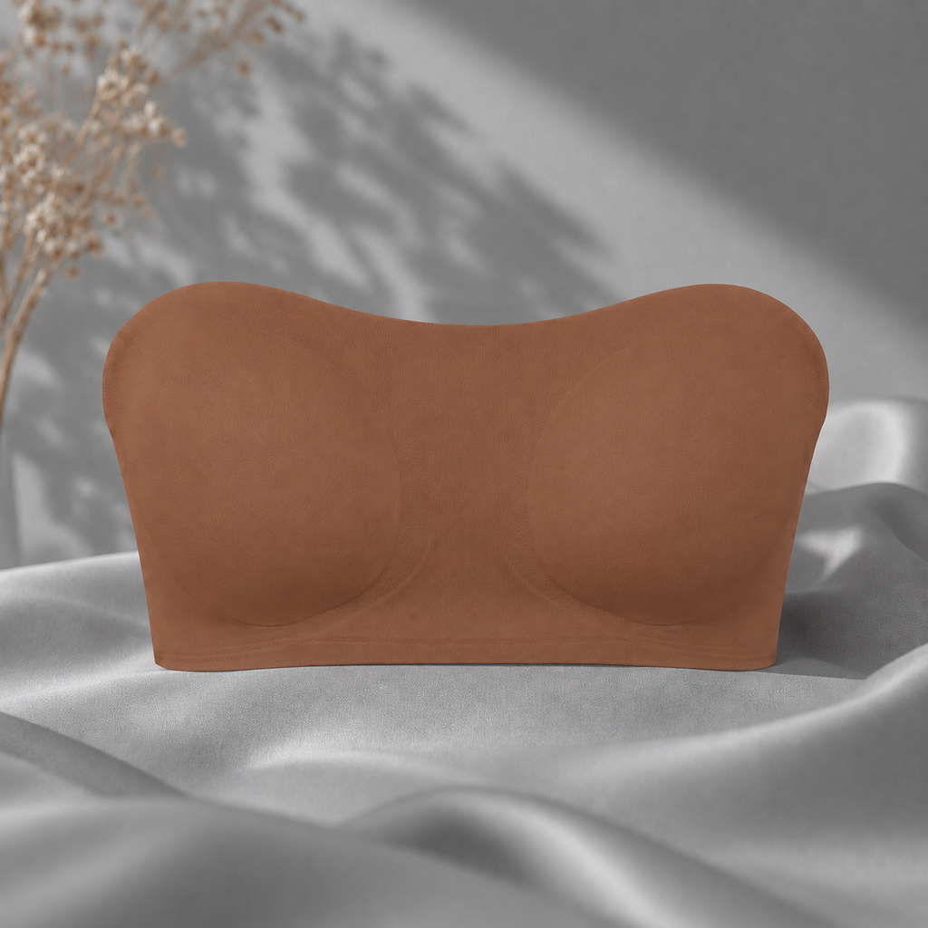 Women's Strapless Wireless Bra – Crossover Side Closure Support Bra