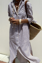 Women's Striped Midi Dress – Relaxed Flowy Day Dress