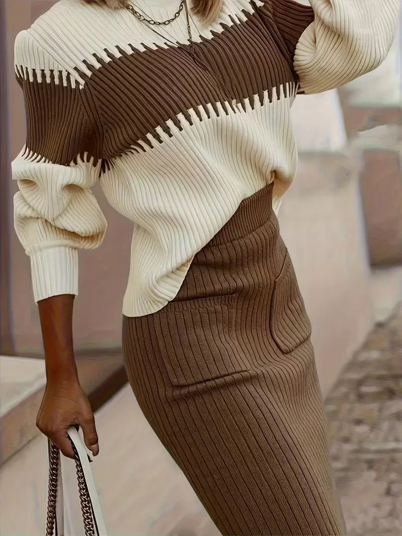 Women's Knit Skirt Set – Ribbed Sweater Co-Ord
