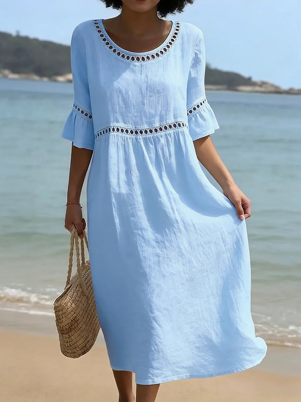 Women's Flowy Midi Dress – Figure-Flattering Day-to-Night Dress