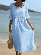 Women's Flowy Midi Dress – Figure-Flattering Day-to-Night Dress