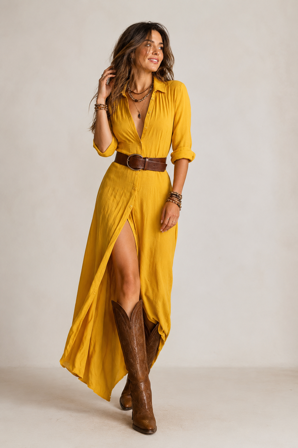 Women's Button Front Maxi Dress – Belted Summer Dress