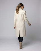 Women's Double-Breasted Winter Coat – Tailored Long Sleeve Overcoat