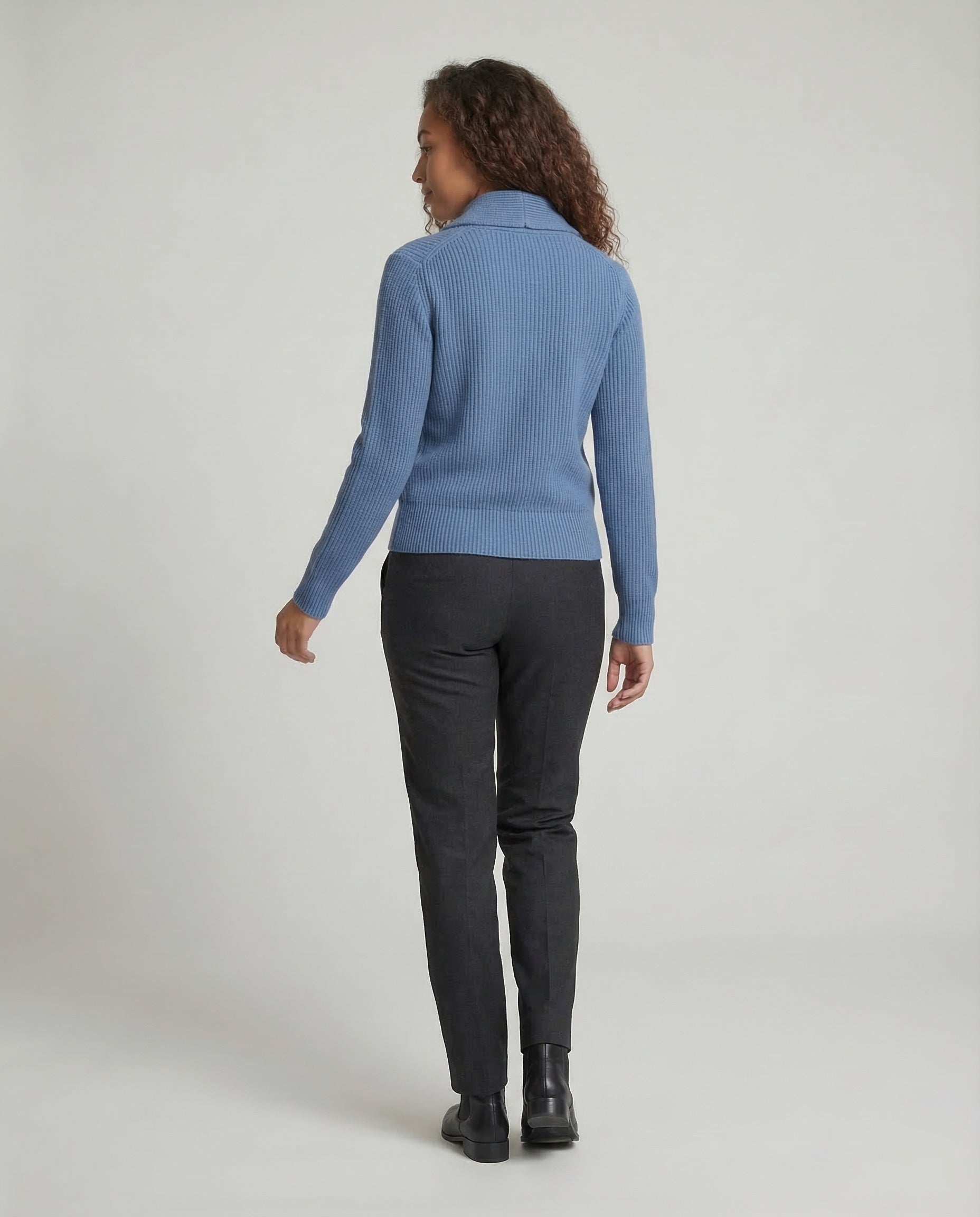 Women's Lapel Collar Cardigan – Button Front Long Sleeve Knit Cardigan