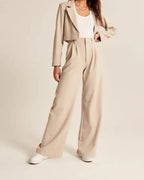 Women's Flared Trousers – High Waist Fitted Flare Leg Pants