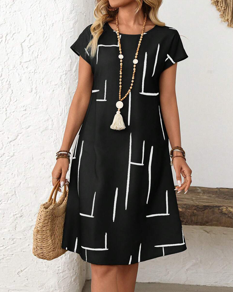 Women's Relaxed Vacation Dress – Flowy Printed Summer Dress