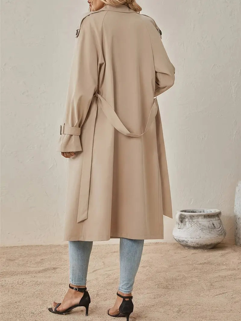Women's Long Button Trench Coat – Tailored Classic Overcoat