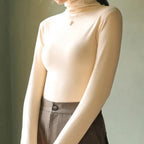 Women's Plush Turtleneck Top – Velour High Neck Long Sleeve Top