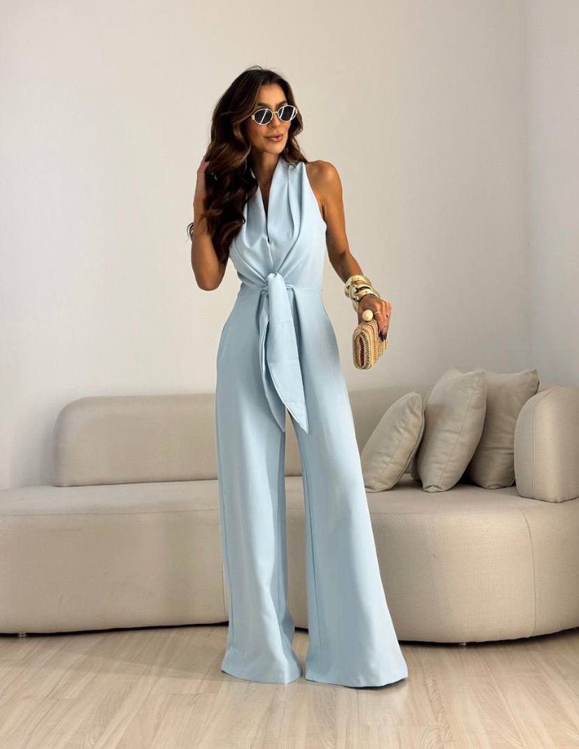 Women's High Waist Wide Leg Jumpsuit – Flowy Evening Occasion Jumpsuit
