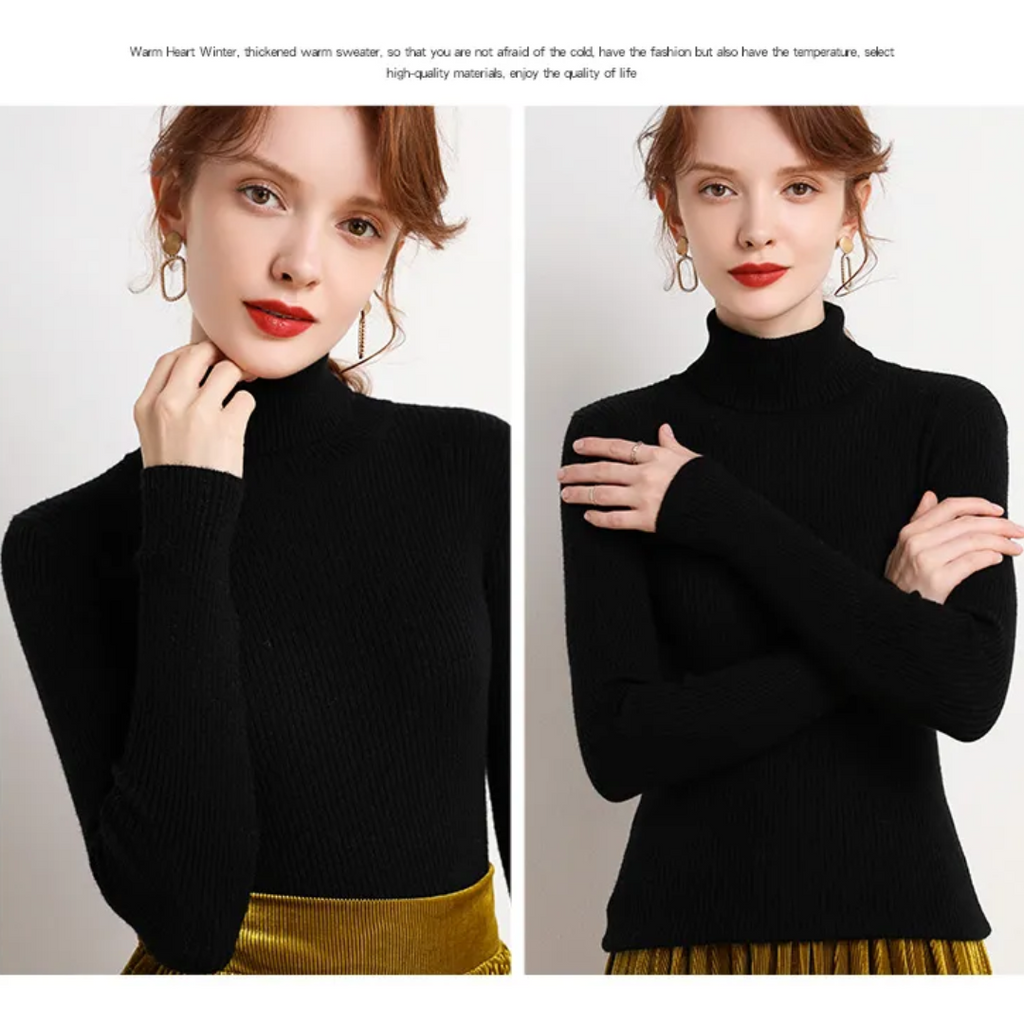 Women's Turtleneck Sweater – Classic Roll Neck Winter Sweater