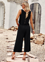 Women's Tailored Two-Piece Set – Dressy Top & Wide Leg Trouser Set