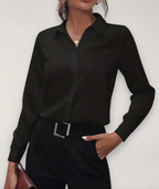 Women's Button Front Office Blouse – Tailored Classic Work Blouse