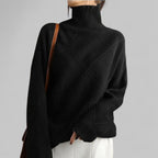 Women's Geometric Roll Neck Sweater – Relaxed Fit Winter Sweater