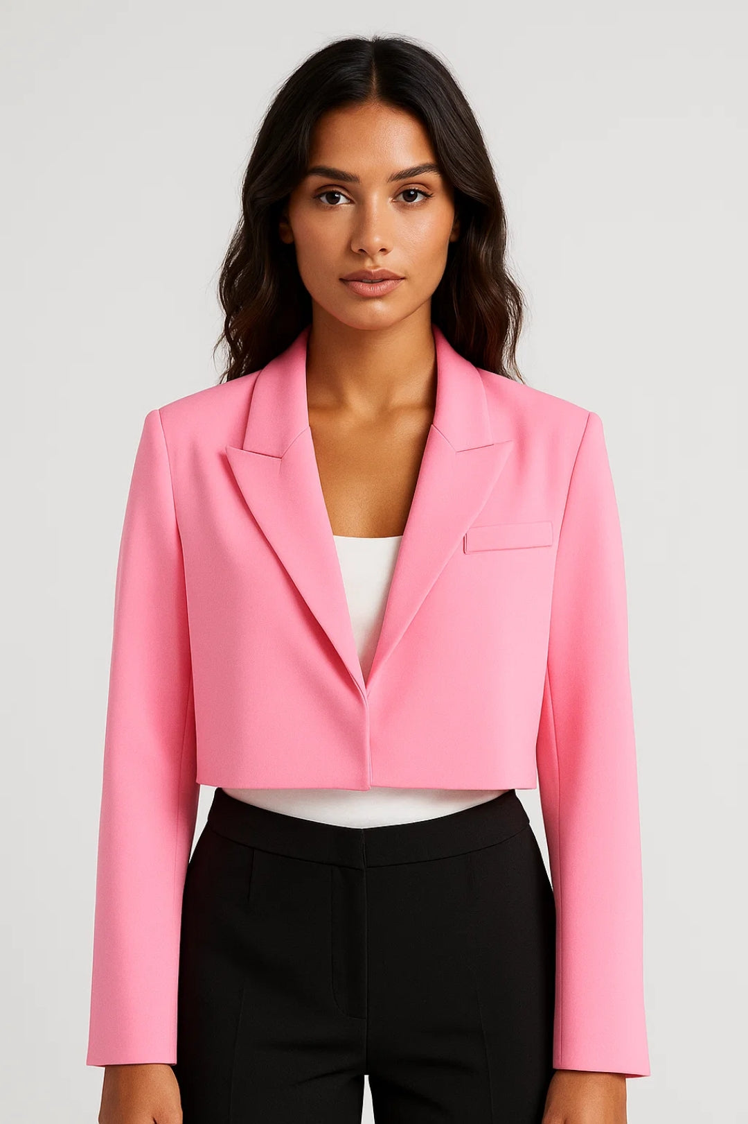 Women's Cropped Blazer – Tailored Notched Collar Blazer – Harper