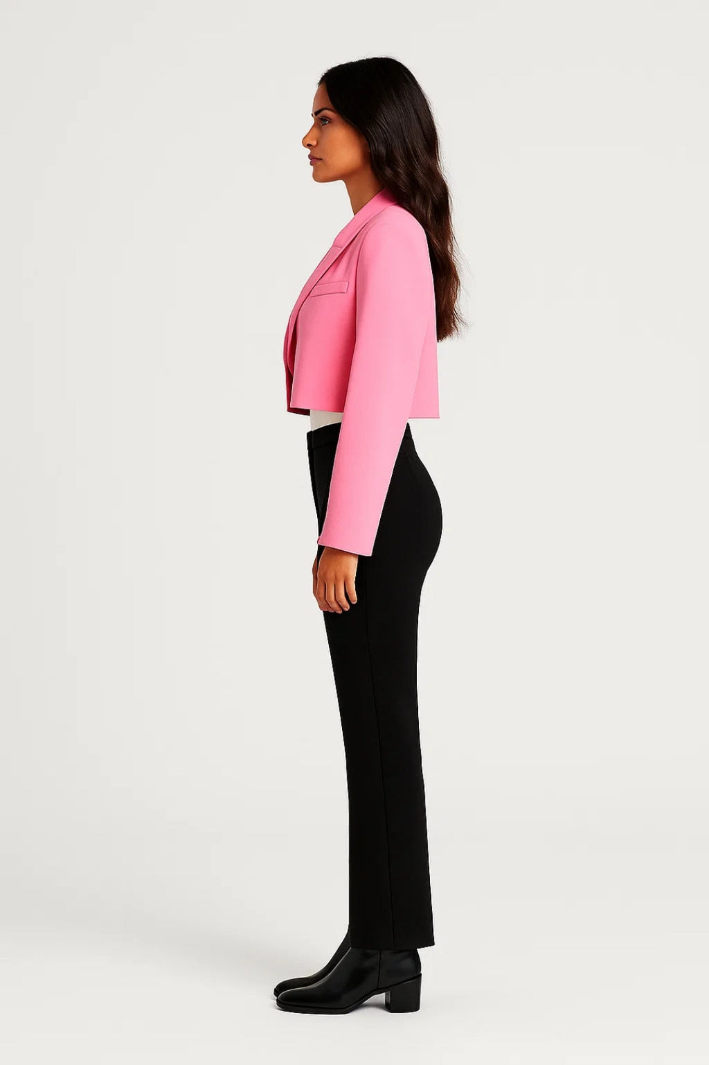 Women's Cropped Blazer – Tailored Notched Collar Blazer – Harper