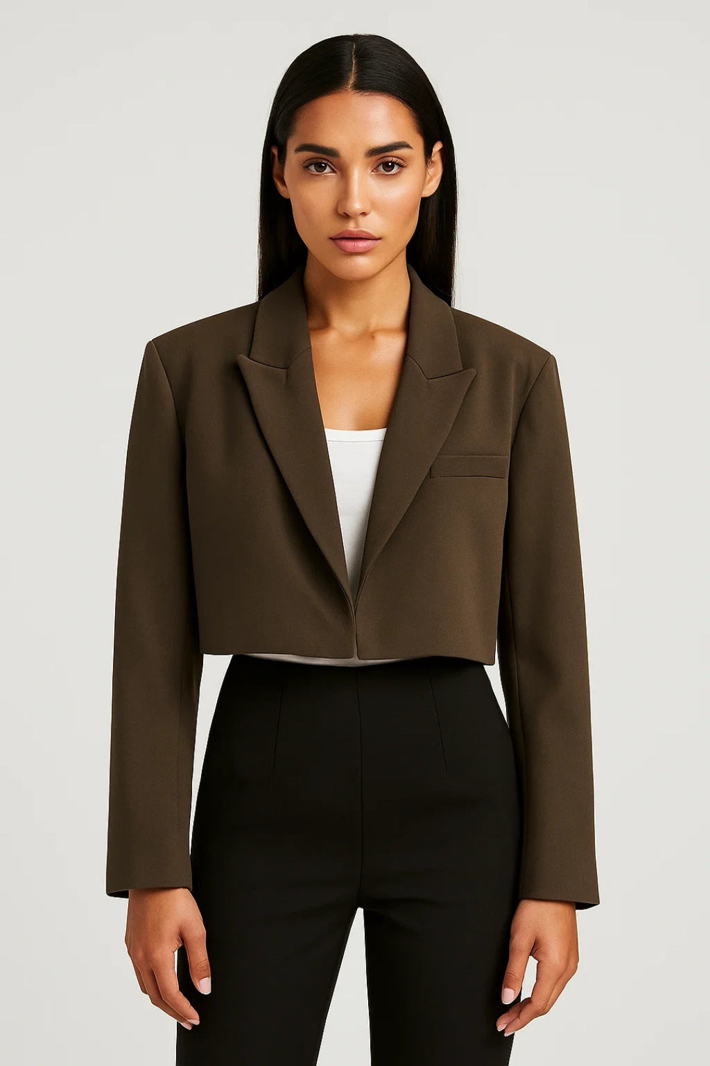 Women's Cropped Blazer – Tailored Notched Collar Blazer – Harper