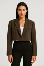 Women's Cropped Blazer – Tailored Notched Collar Blazer – Harper