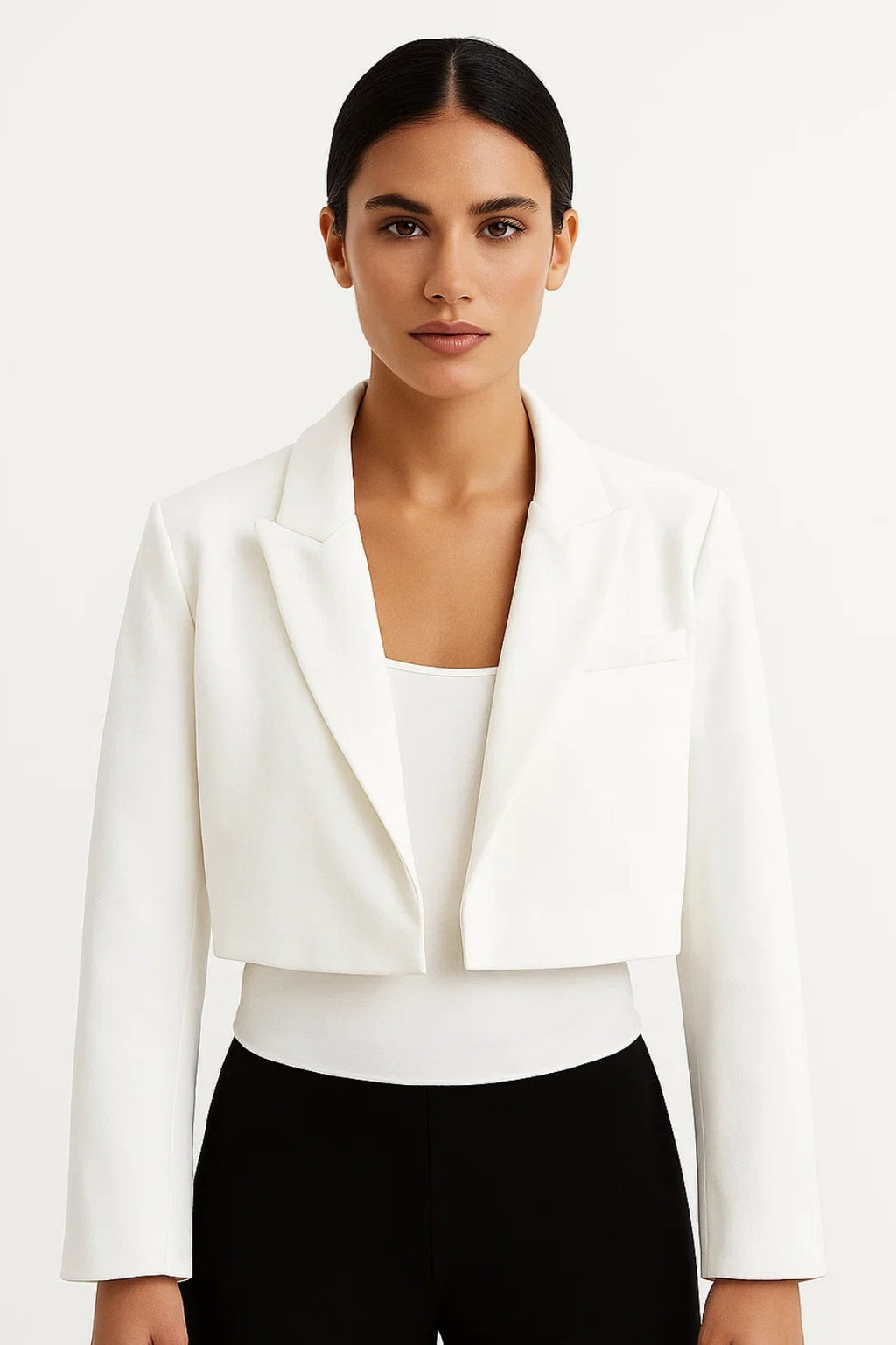 Women's Cropped Blazer – Tailored Notched Collar Blazer – Harper