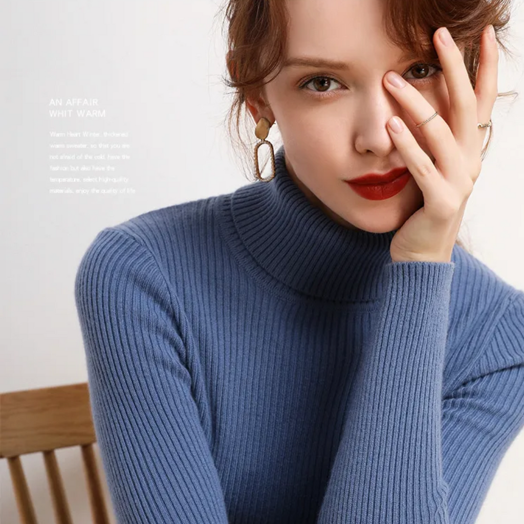 Women's Turtleneck Sweater – Classic Roll Neck Winter Sweater