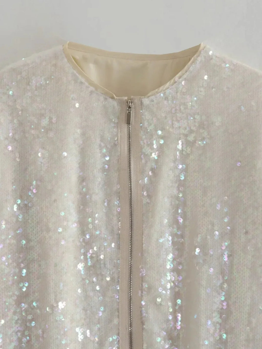 Women's Sequin Bomber Jacket – Sparkle Zip-Up Statement Jacket