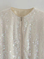 Women's Sequin Bomber Jacket – Sparkle Zip-Up Statement Jacket