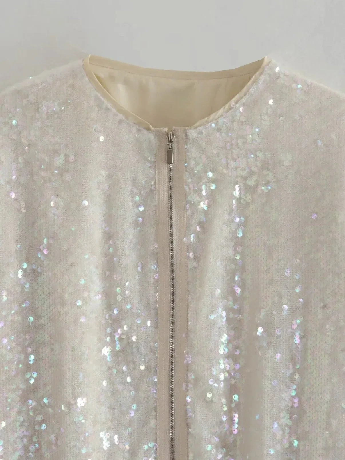 Women's Sequin Bomber Jacket – Sparkle Zip-Up Statement Jacket