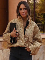 Women's Gold Sequin Bomber Jacket – Sparkle Zip-Up Party Jacket