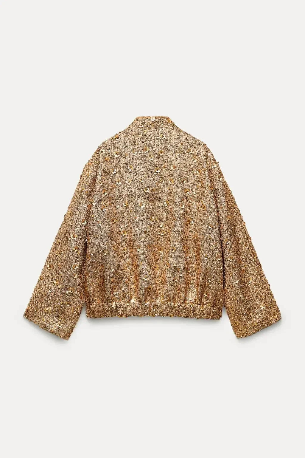 Women's Gold Sequin Bomber Jacket – Sparkle Zip-Up Party Jacket
