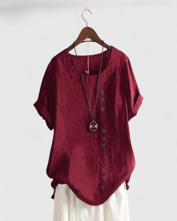 Women's Summer Blouse – Button Front Casual Blouse – Nadine