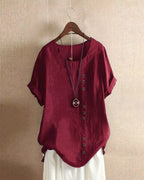 Women's Casual Blouse with Rolled Sleeves and Front Buttons