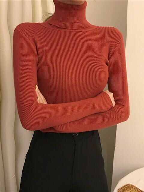 Women's Turtleneck Sweater – Classic Roll Neck Winter Sweater