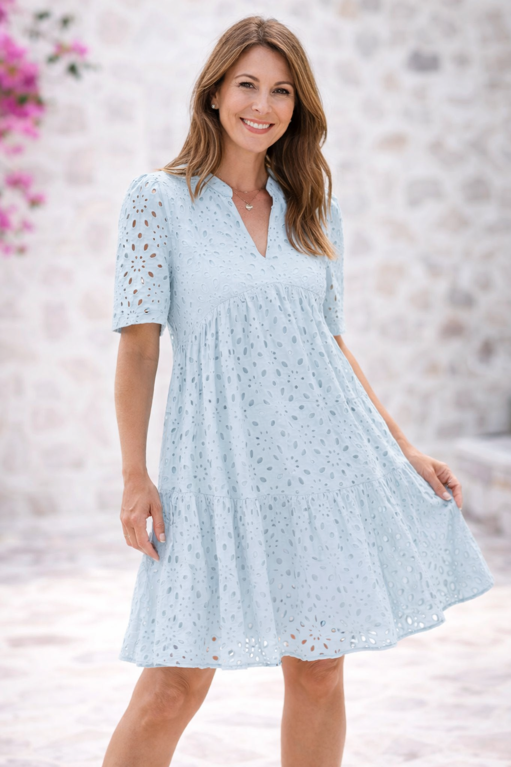 Women's Broderie Midi Dress – Embroidered Summer Dress