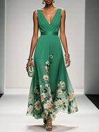 Women's Wedding Guest Floral Maxi Dress – Flowy Summer Occasion Dress