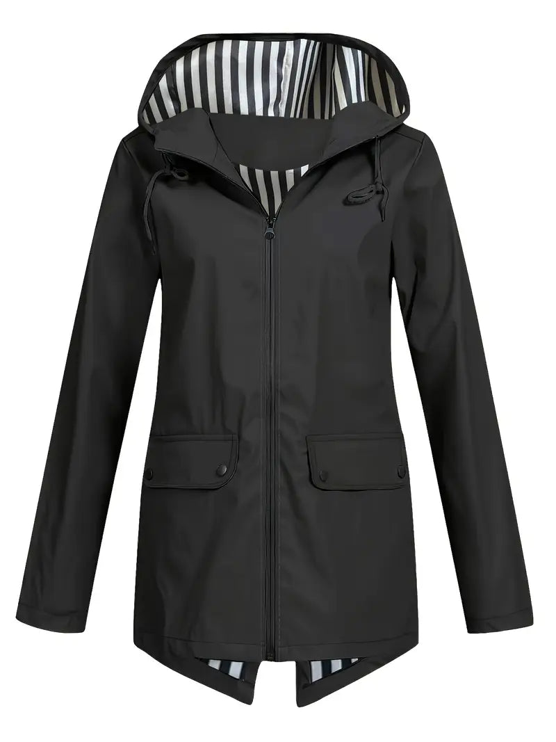 Women's Hooded Outdoor Jacket – Lightweight Wind Resistant Jacket