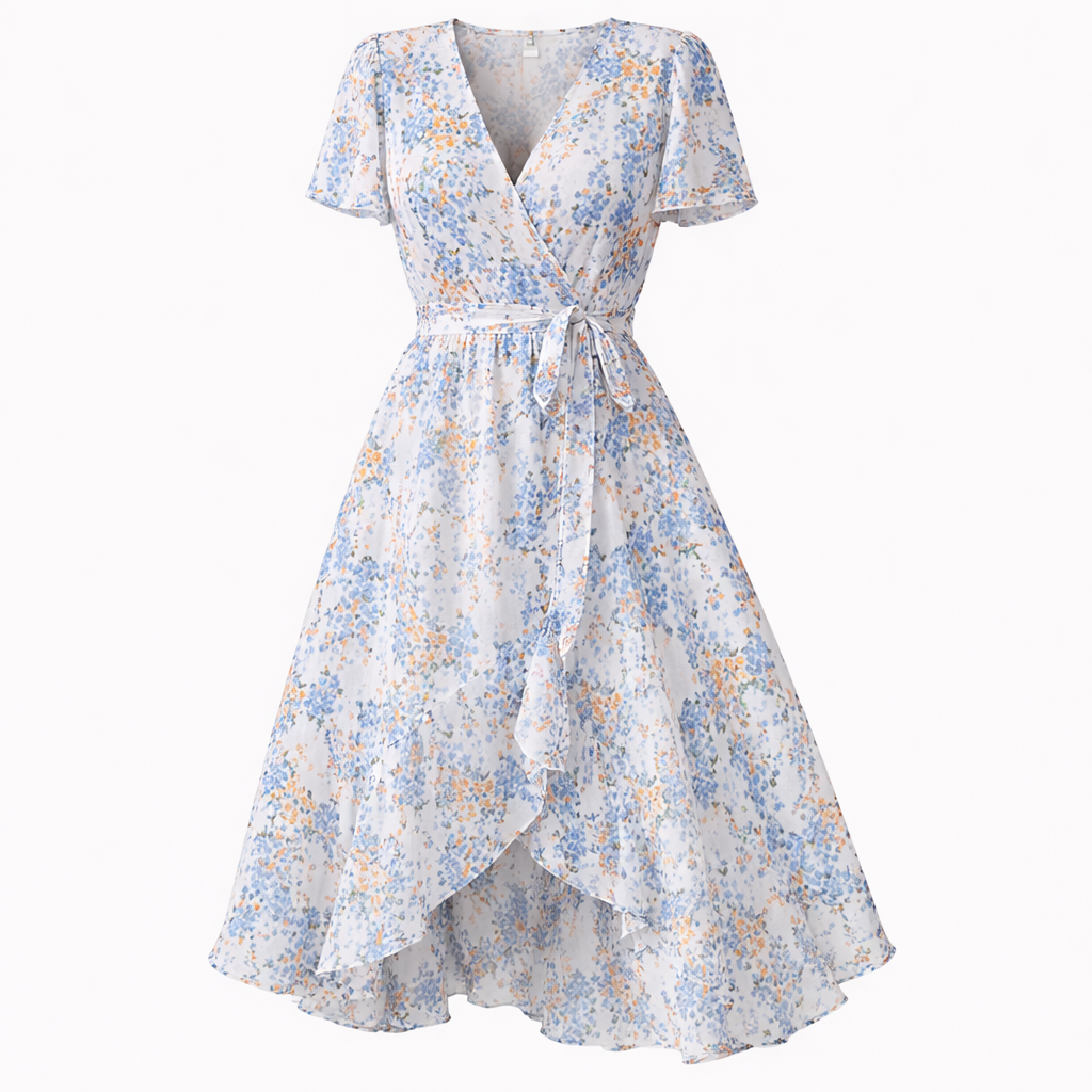 Women's Floral Wrap Dress – Belted Midi Dress