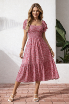 Women's Side Slit Midi Dress – Elegant Occasion Dress
