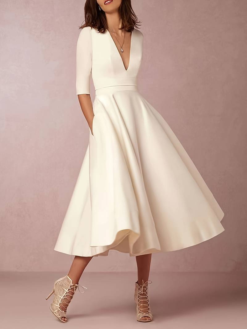 Women's Vintage A-Line Swing Dress – Retro Flared Party Dress