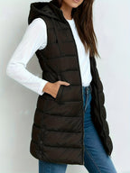 Women's Long Quilted Vest – Sleeveless Puffer Gilet