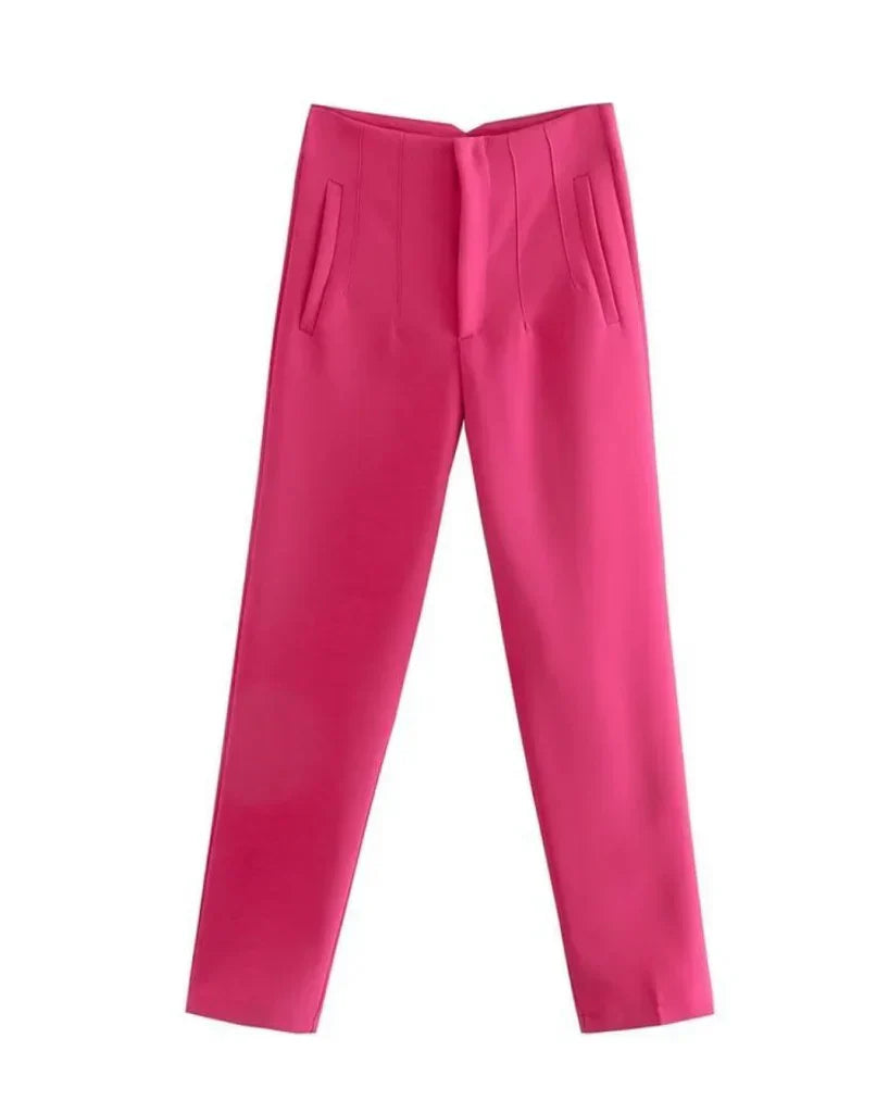 Women's Wrinkle Resistant Trousers – Tailored Straight Leg Dress Pants